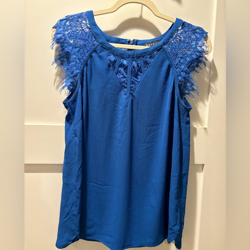 Brixon Ivy Blue Lace Accent Top